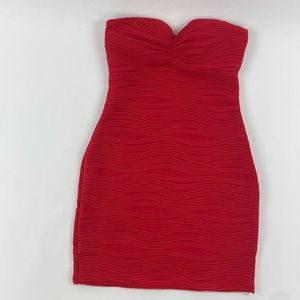 Red Strapless Bodycon Dress